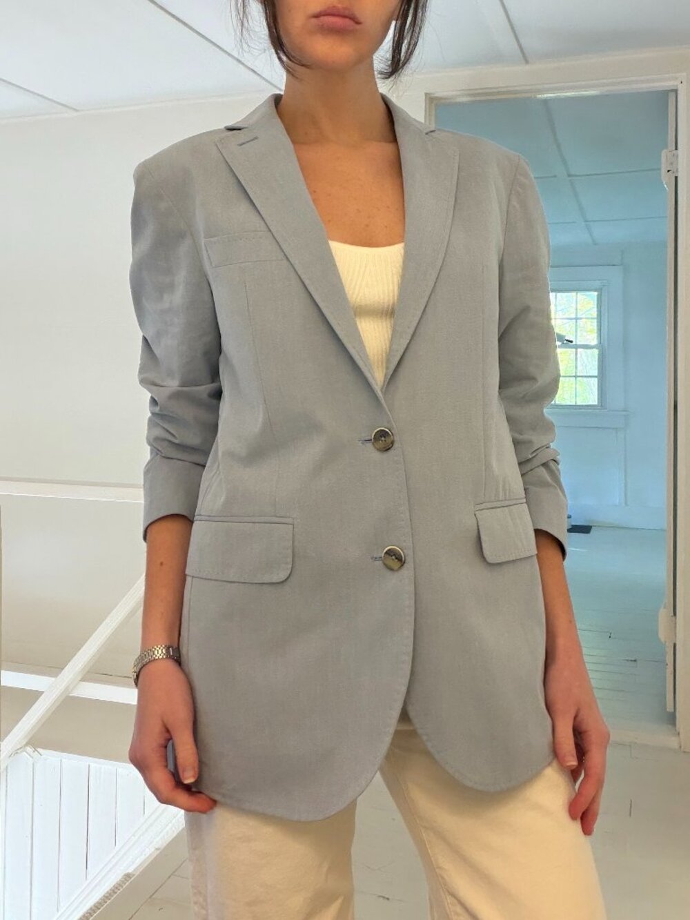 Seize Sur Vingt Cotton Woven Single Breasted Blazer Jacket Size 46 Retail $780